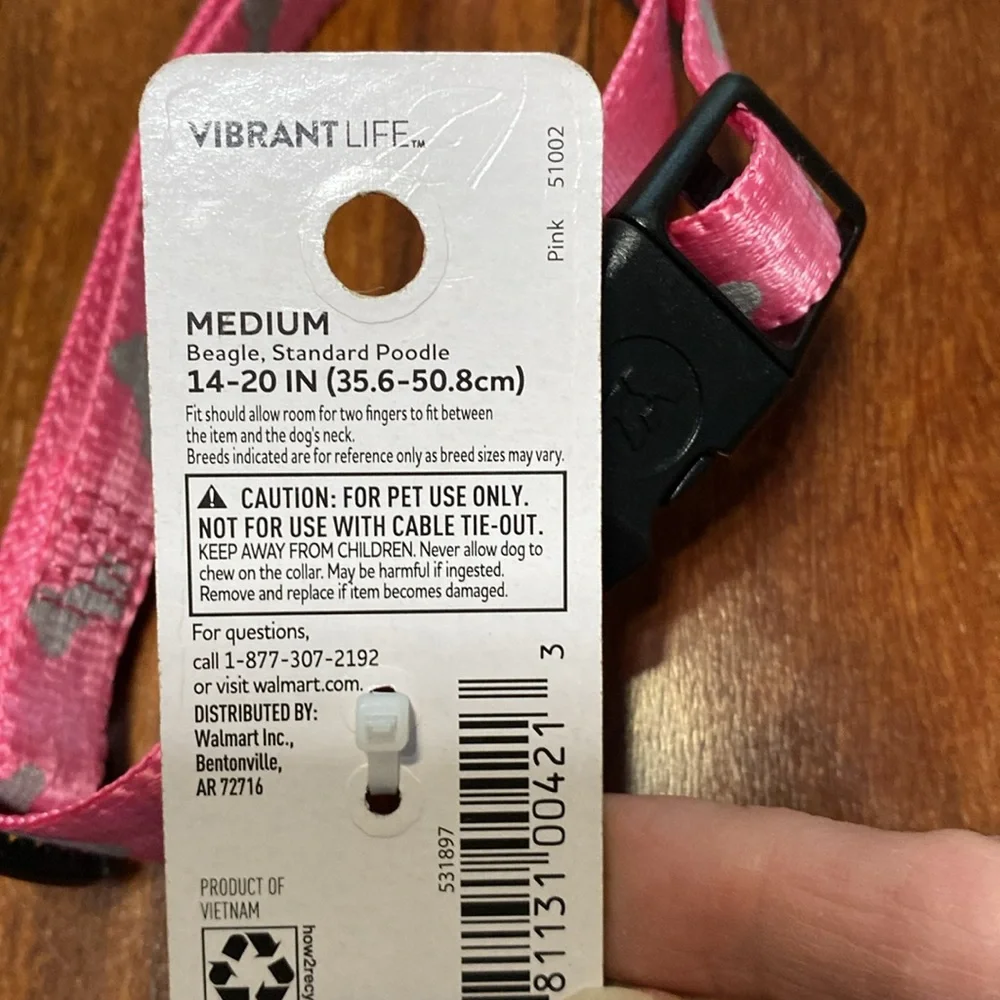 Pink reflective dog collar NWT